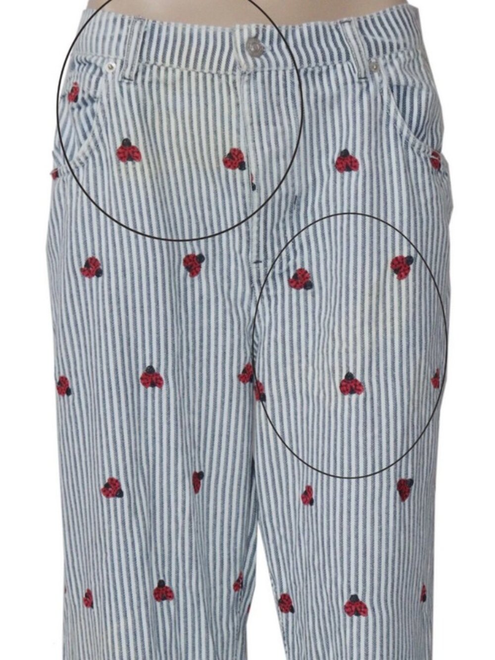 Free People We The Free Bugged Out Straight-Leg Jeans Railroad Stripe Print 25 - Picture 7 of 12